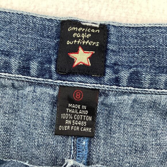 American Eagle Outfitters Denim Mini Skirt Women’s Size 8 Blue Jeans Snap Front - Picture 3 of 15